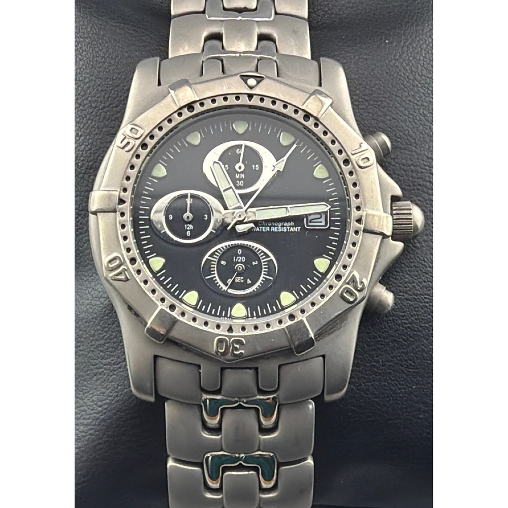 Vintage Lorelli Mens Titanium Chronograph Watch Japan Movt 88.5g AS IS